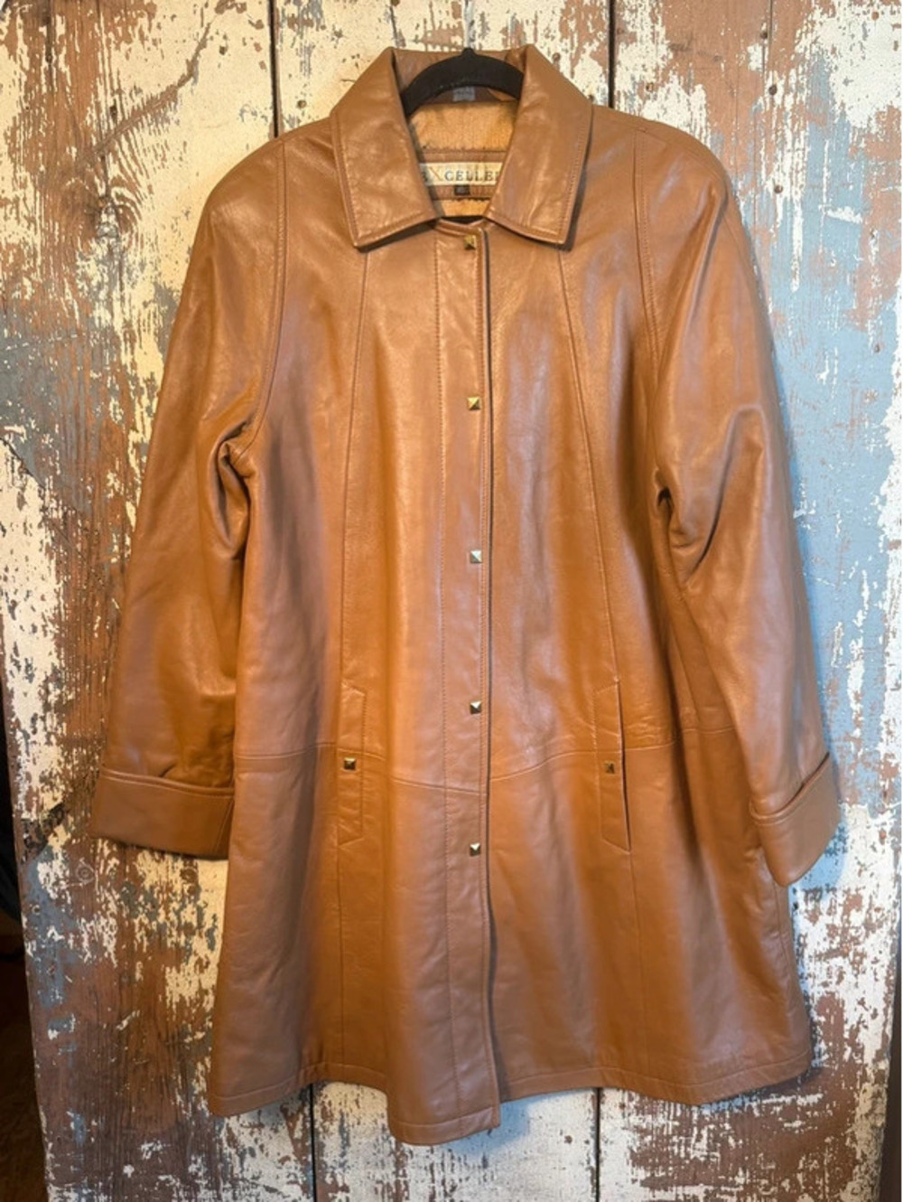 Excelled Tan Leather Coat Women's Jacket size Medium